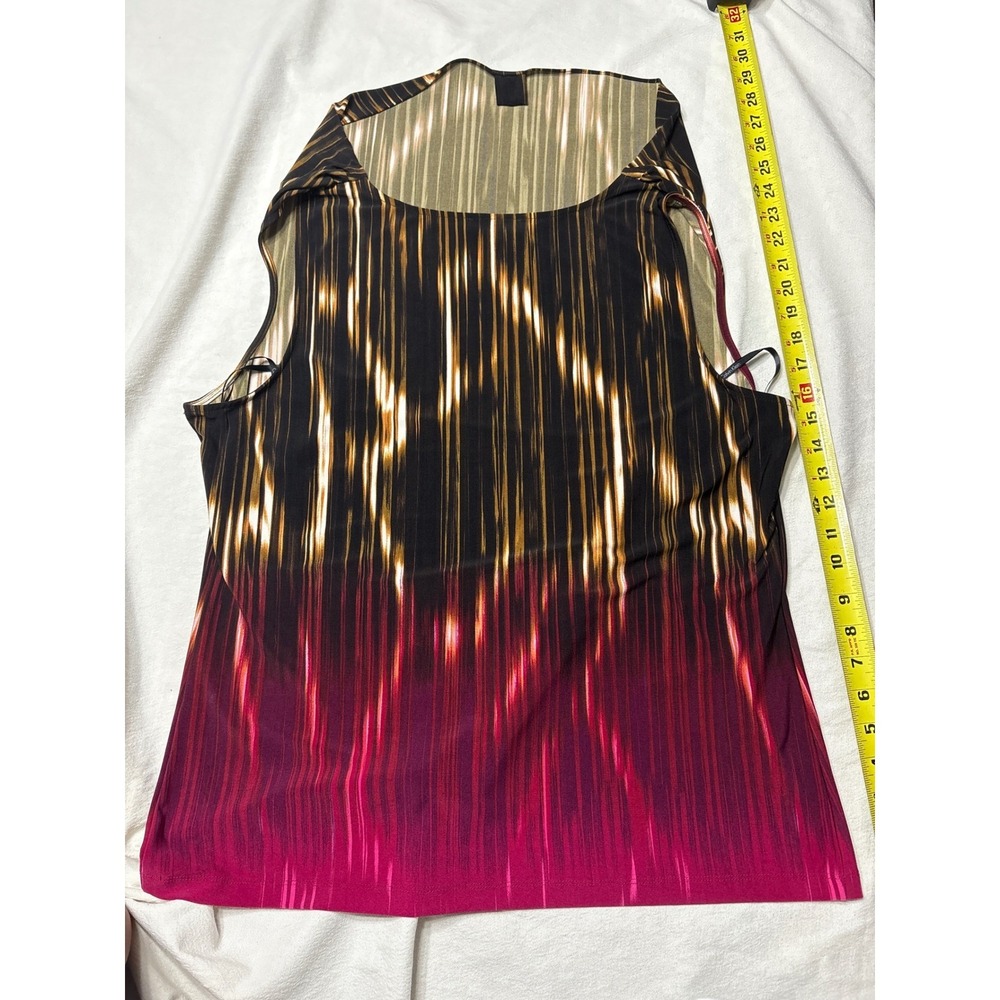 Calvin Klein Womens XL Abstract Ombre Sleeveless Shell Top Magenta Gold Black